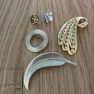 Lot of 5 Gold and Silver Brooch Set Napier and other gems!